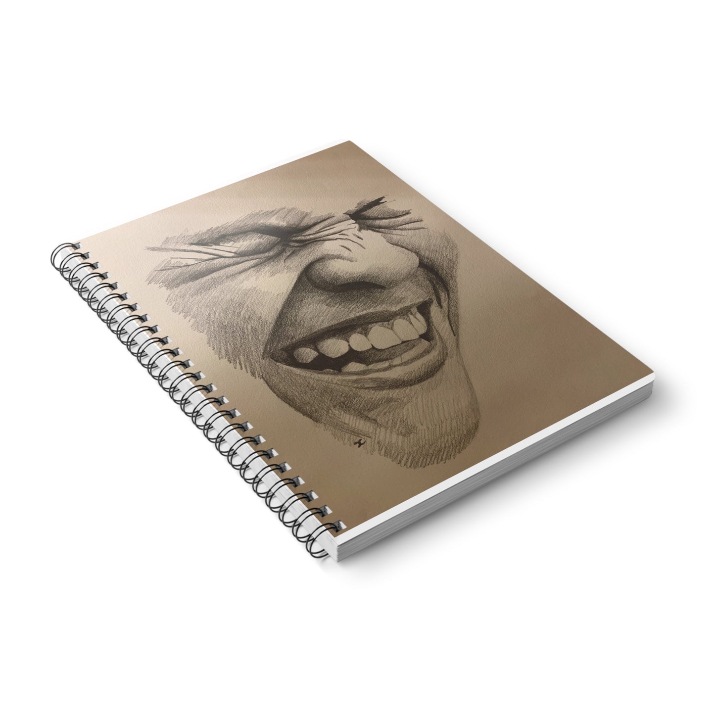 A5 Wirobound Notebook — Expressive Pencil Sketch Laugh Cover