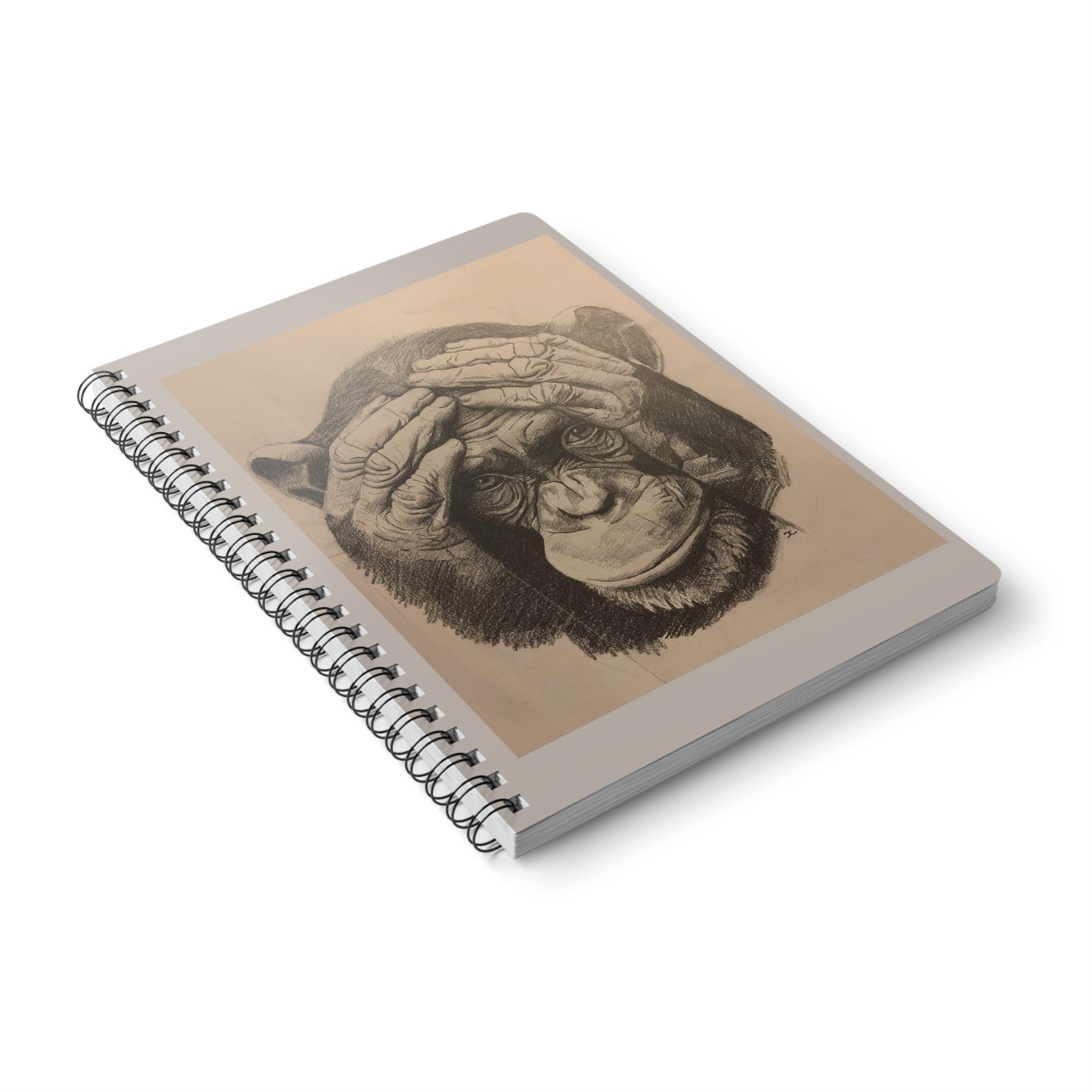 Chimpanzee Sketch A5 Wirobound Notebook — Lined Softcover Journal for Artists & Animal Lovers