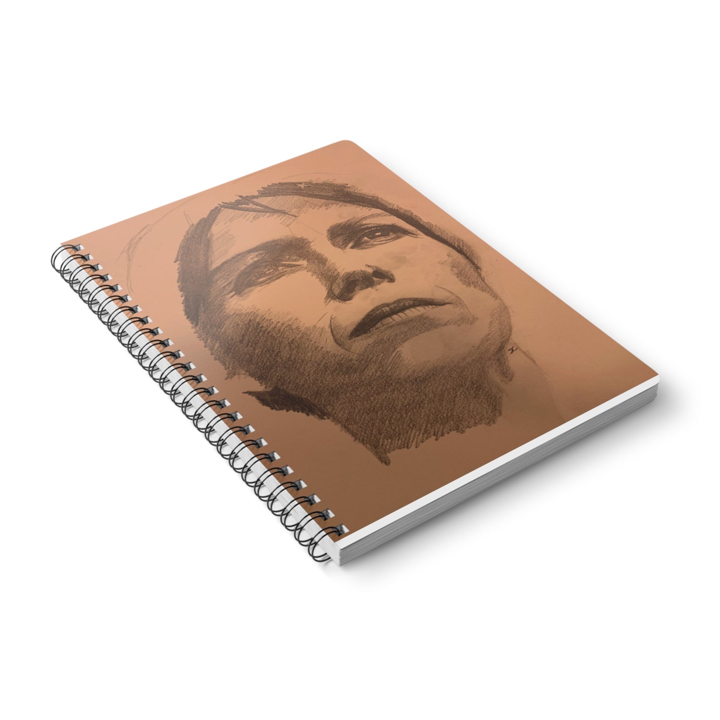 A5 Wirobound Notebook — Charcoal Portrait Sketch Cover, Artist Journal & Lined Note Book