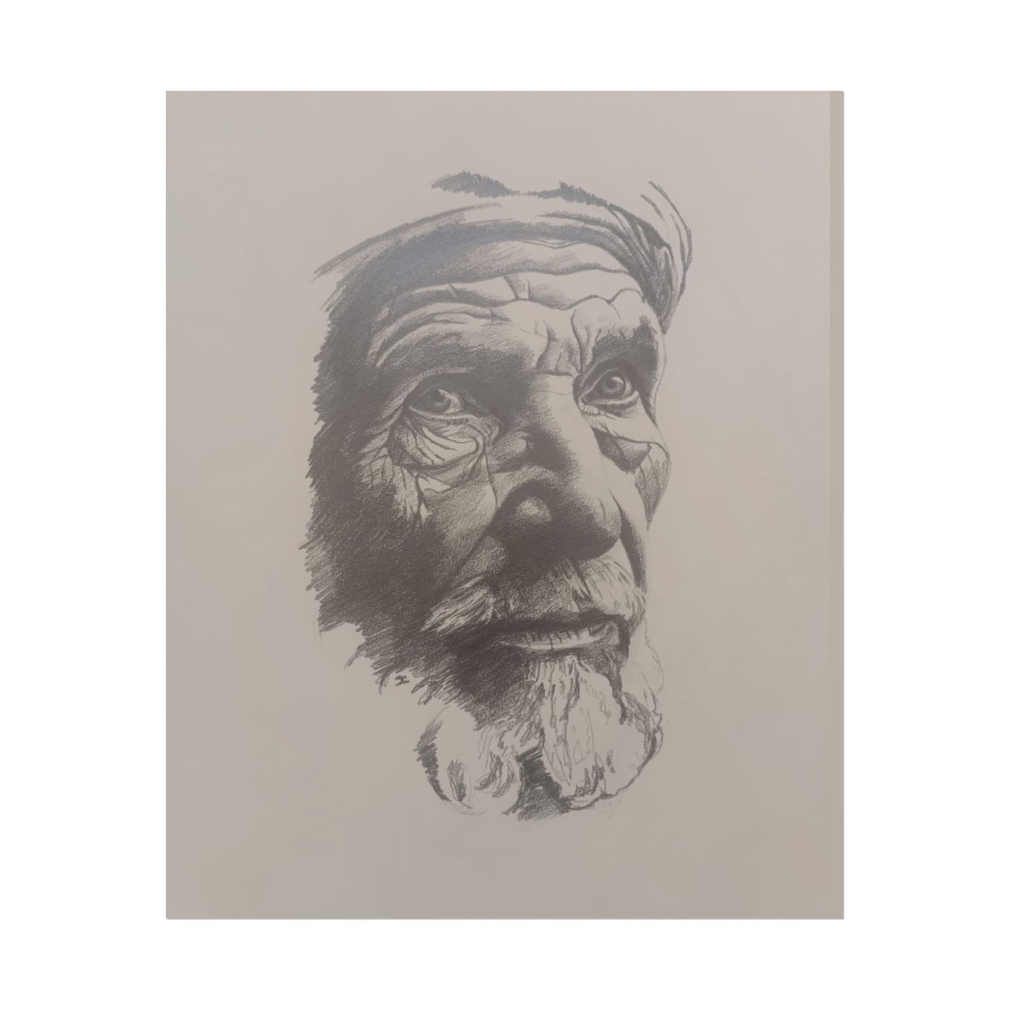 Rolled Poster – Realistic Portrait Pencil Sketch of The Pensive Berber | Dramatic Monochrome Wall Art