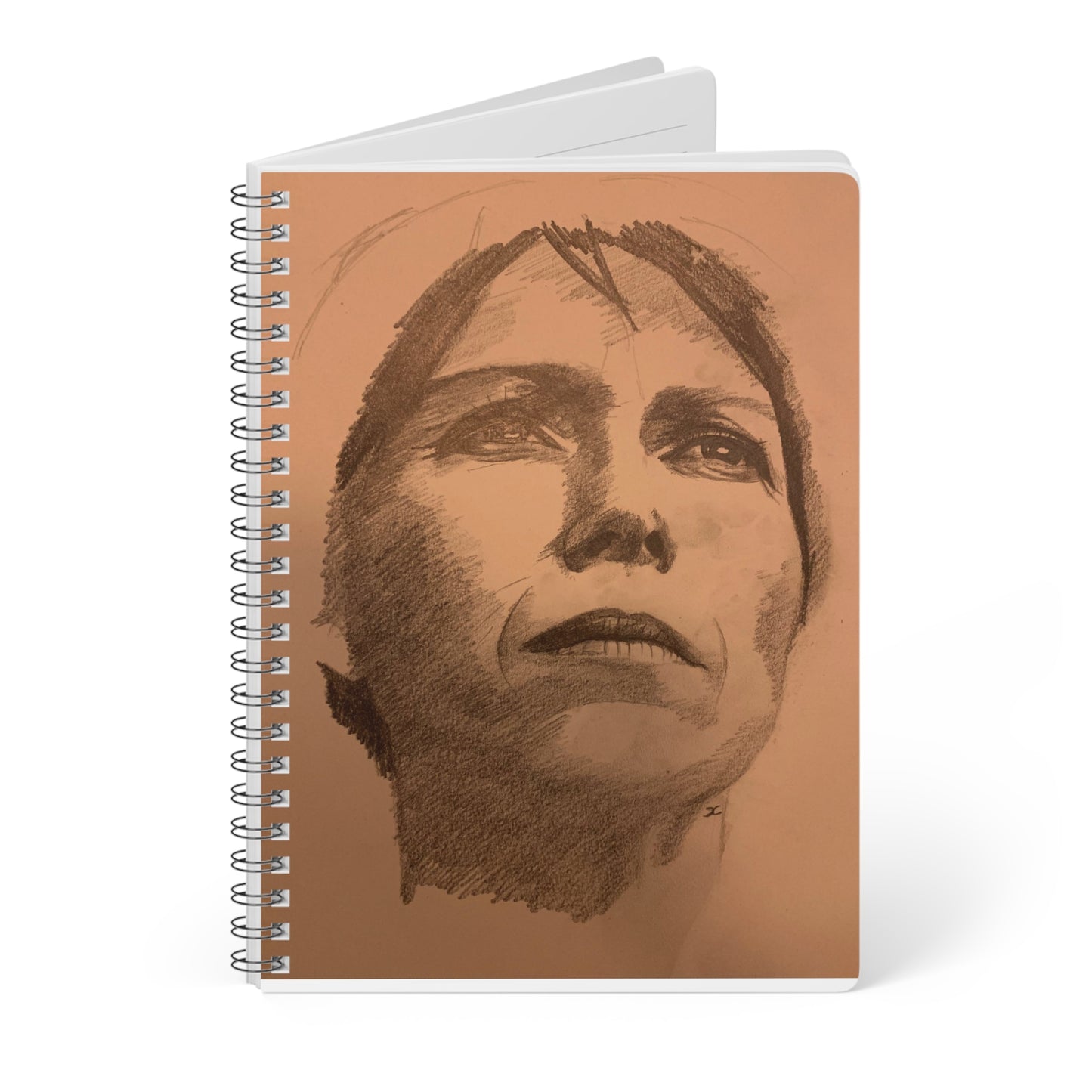 A5 Wirobound Notebook — Charcoal Portrait Sketch Cover, Artist Journal & Lined Note Book