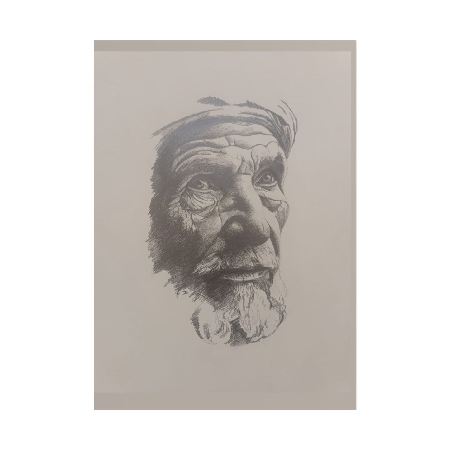 Rolled Poster – Realistic Portrait Pencil Sketch of The Pensive Berber | Dramatic Monochrome Wall Art
