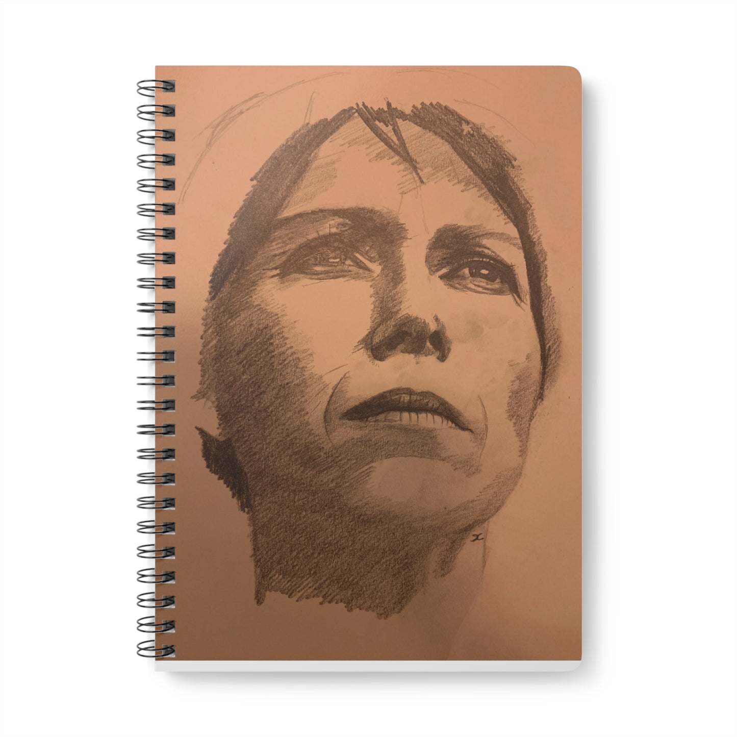 A5 Wirobound Notebook — Charcoal Portrait Sketch Cover, Artist Journal & Lined Note Book