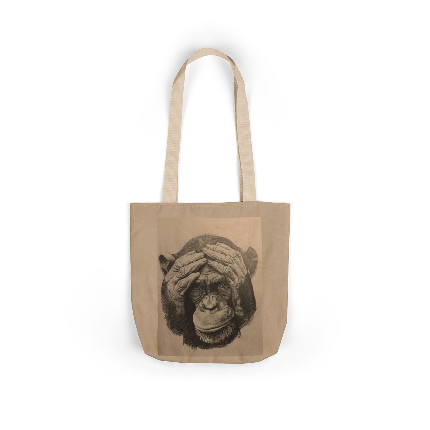 Chimpanzee Sketch Canvas Tote — Playful Monkey Art Tote Bag