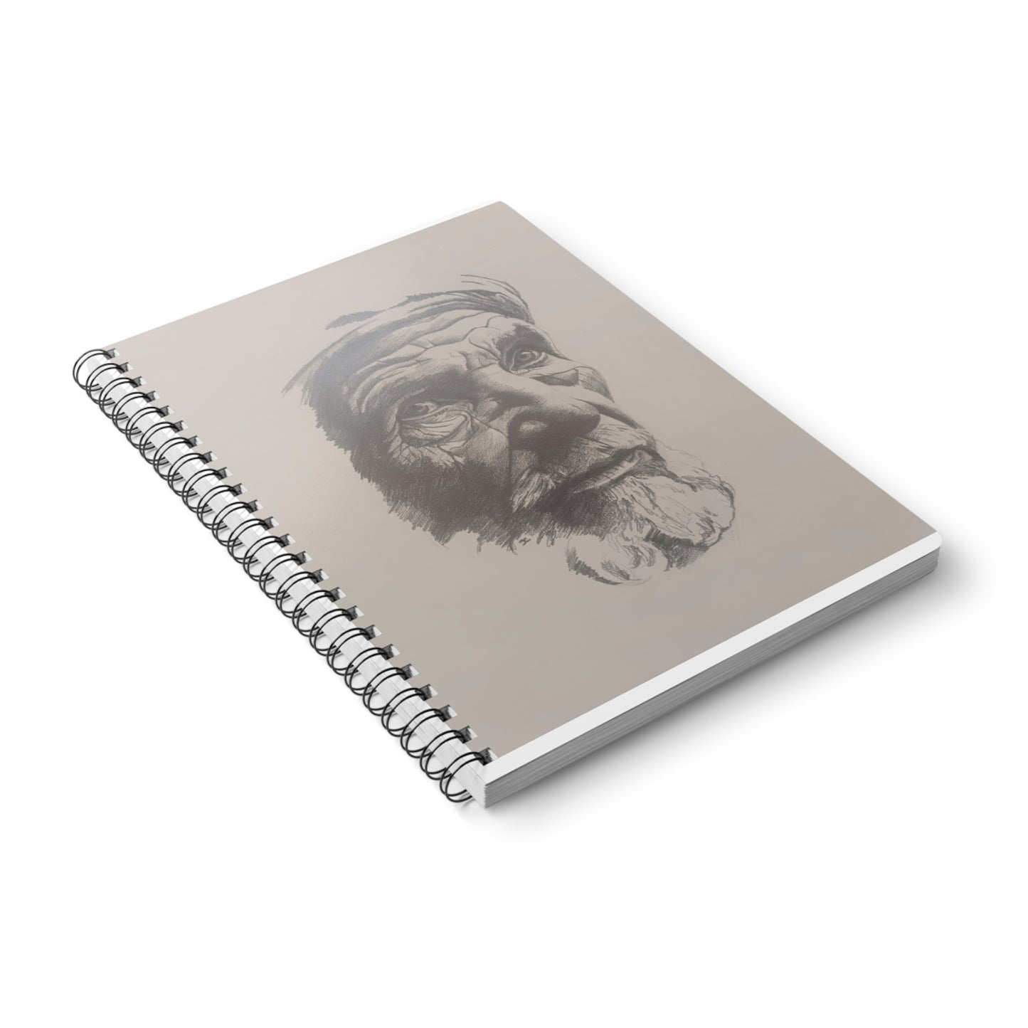 A5 Wirobound Notebook — Detailed Portrait Sketch Cover, Lined Journal for Artists & Writers