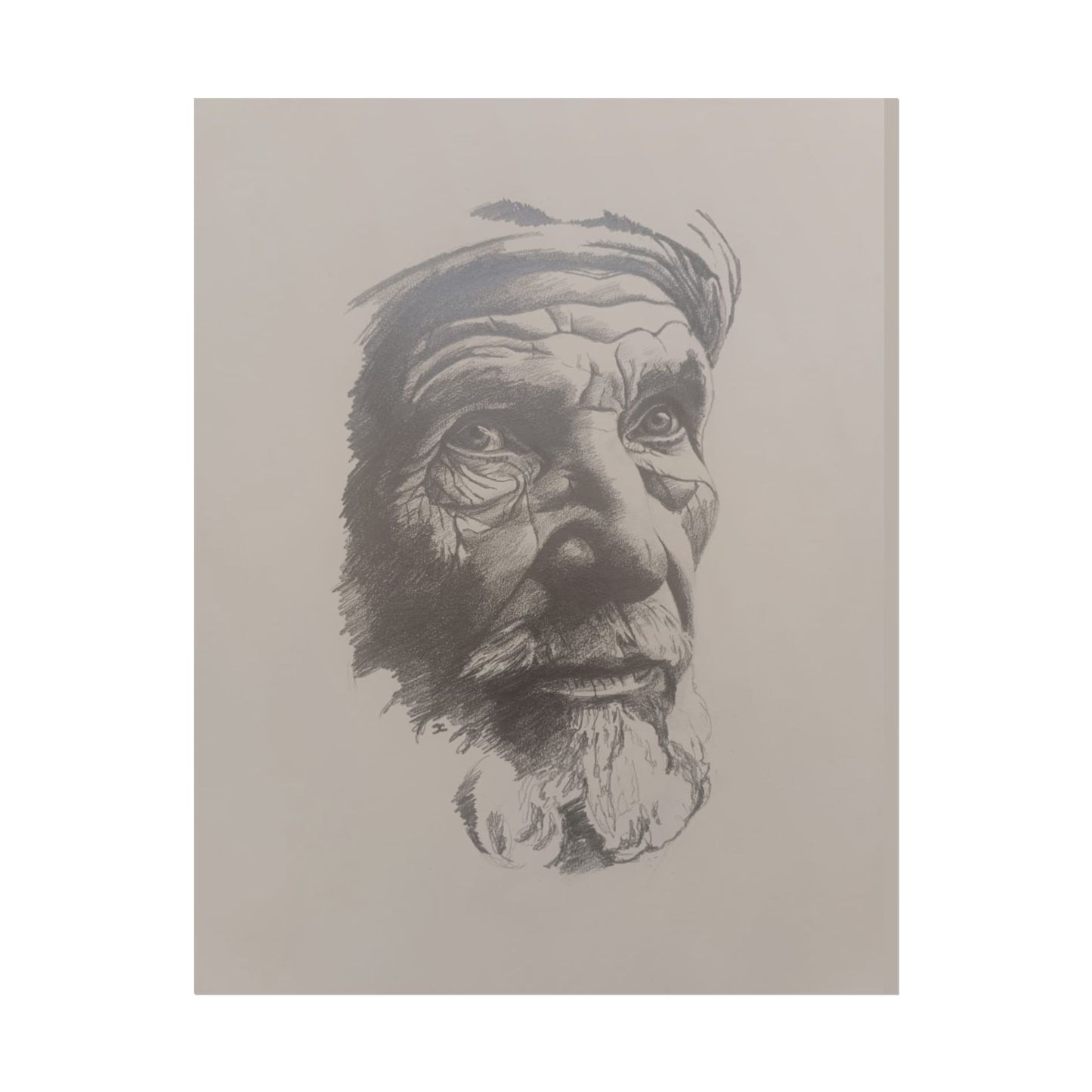Rolled Poster – Realistic Portrait Pencil Sketch of The Pensive Berber | Dramatic Monochrome Wall Art