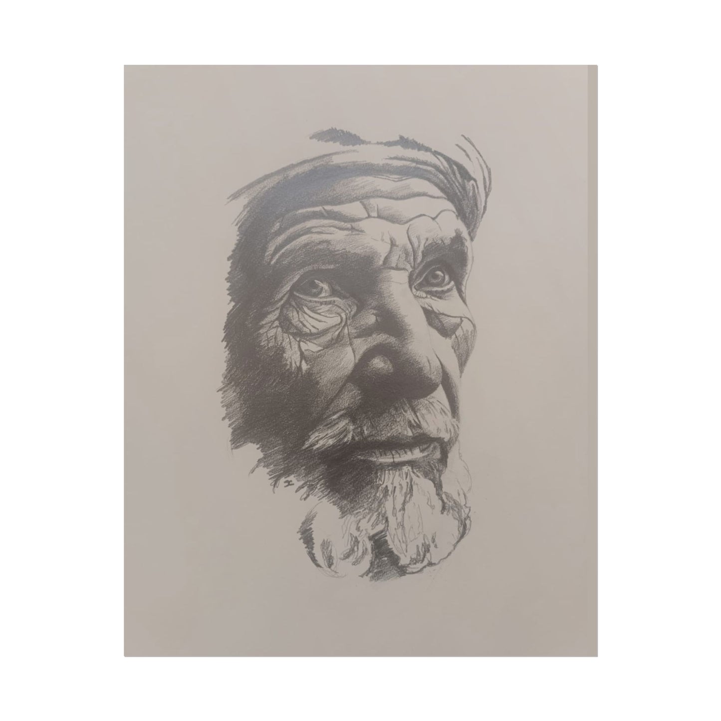 Rolled Poster – Realistic Portrait Pencil Sketch of The Pensive Berber | Dramatic Monochrome Wall Art