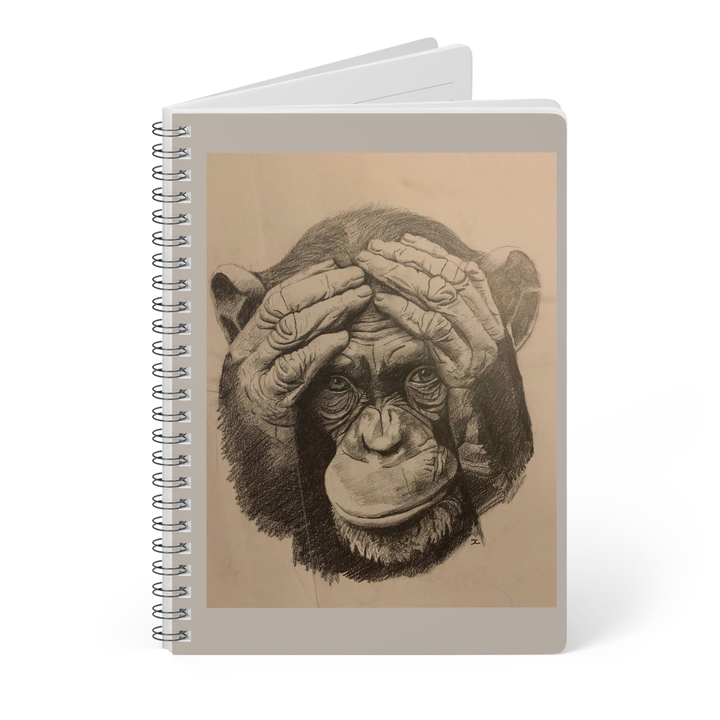 Chimpanzee Sketch A5 Wirobound Notebook — Lined Softcover Journal for Artists & Animal Lovers