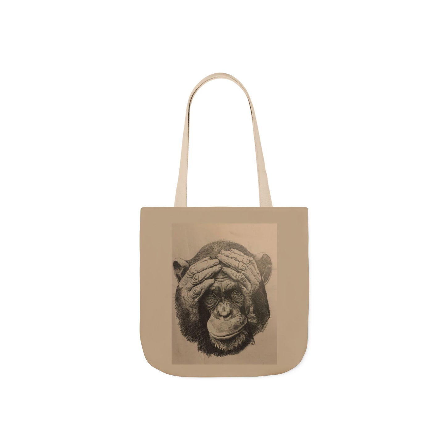 Chimpanzee Sketch Canvas Tote — Playful Monkey Art Tote Bag