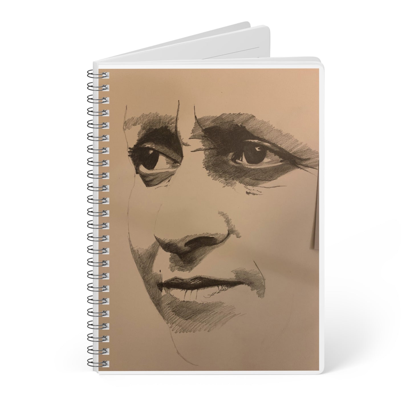 A5 Wirobound Notebook — Hand-Drawn Portrait Sketch Cover | Artist Sketchbook, Lined Journal