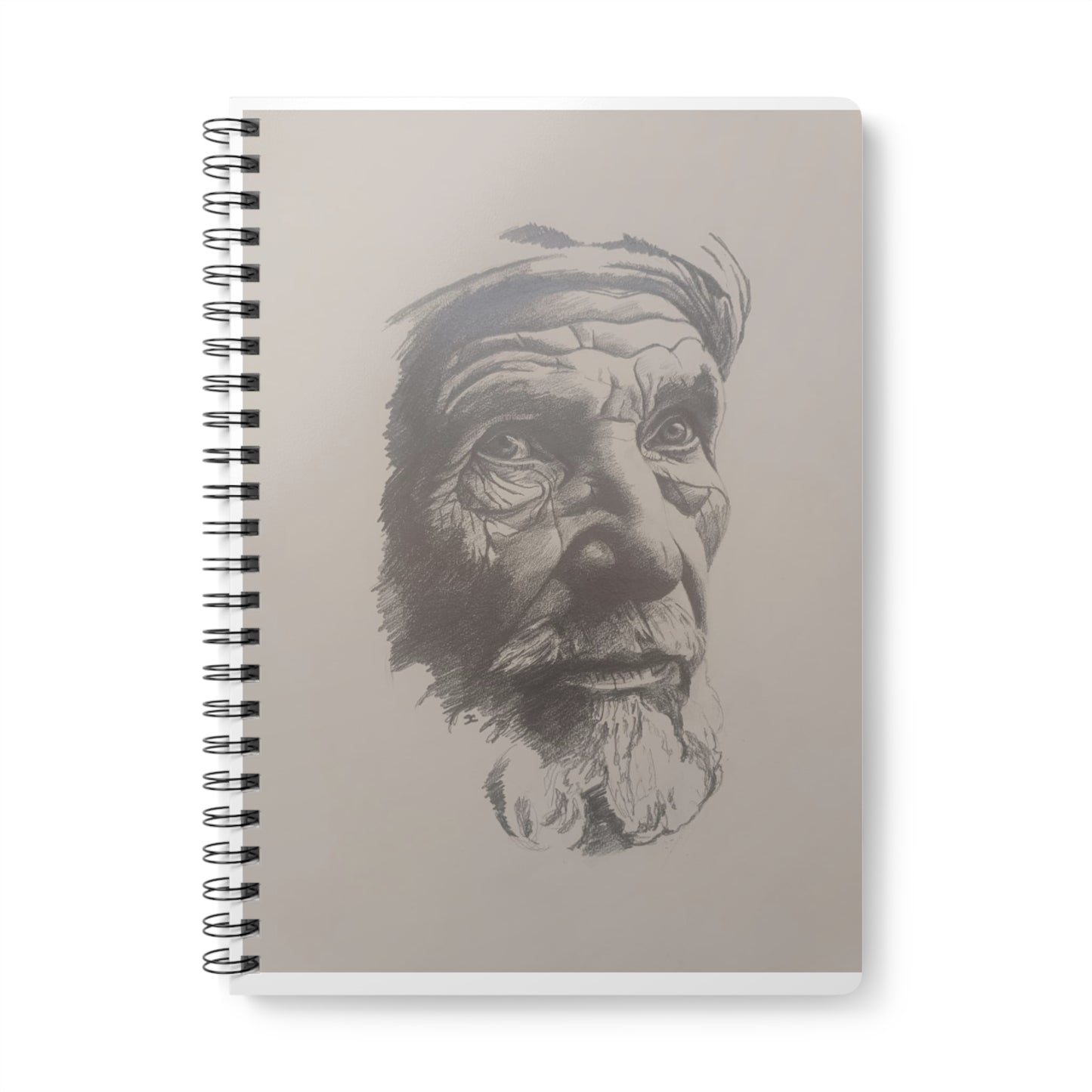 A5 Wirobound Notebook — Detailed Portrait Sketch Cover, Lined Journal for Artists & Writers
