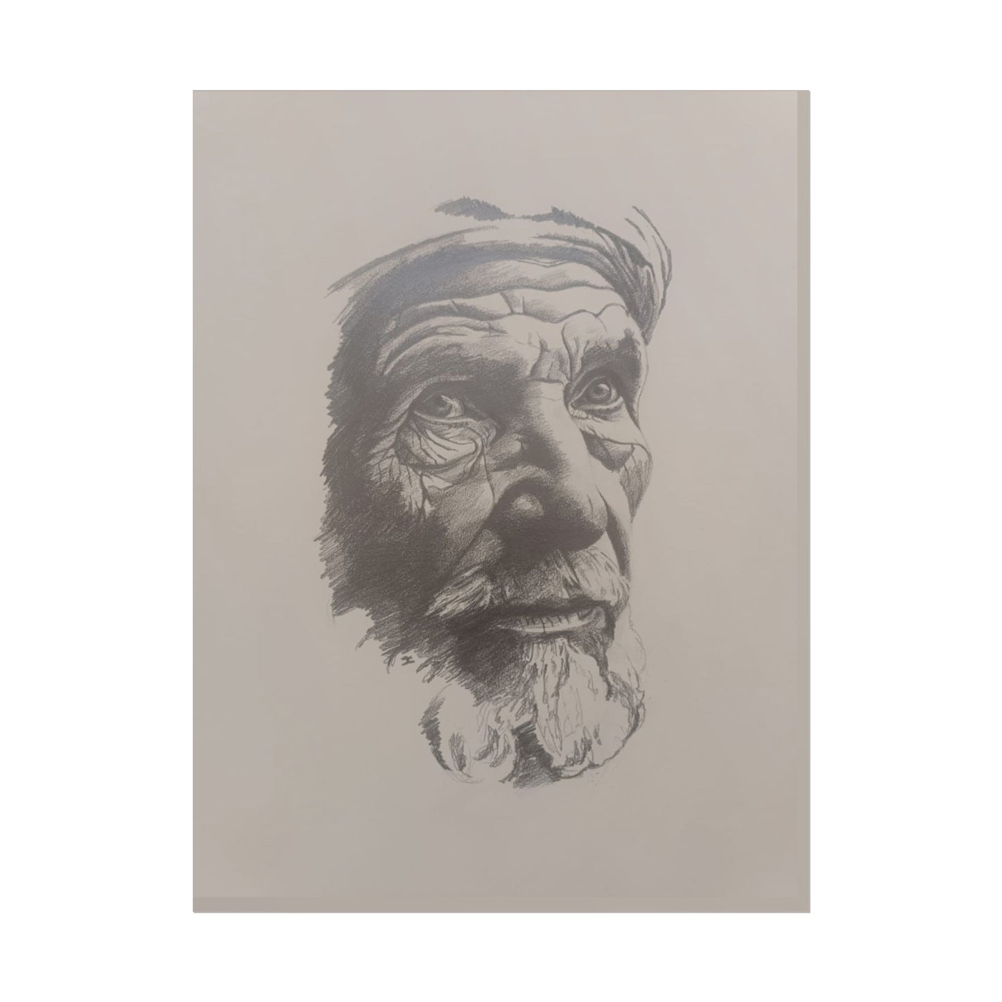 Rolled Poster – Realistic Portrait Pencil Sketch of The Pensive Berber | Dramatic Monochrome Wall Art