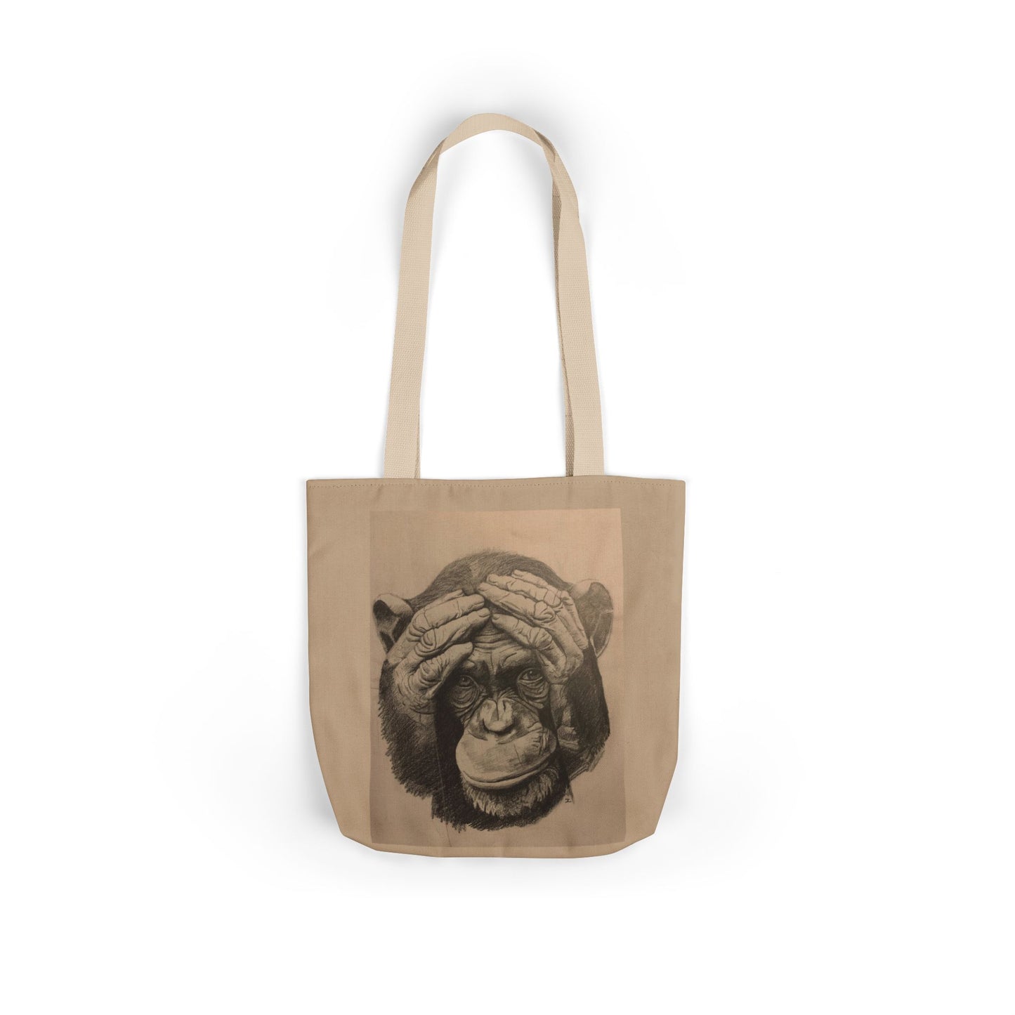 Chimpanzee Sketch Canvas Tote — Playful Monkey Art Tote Bag