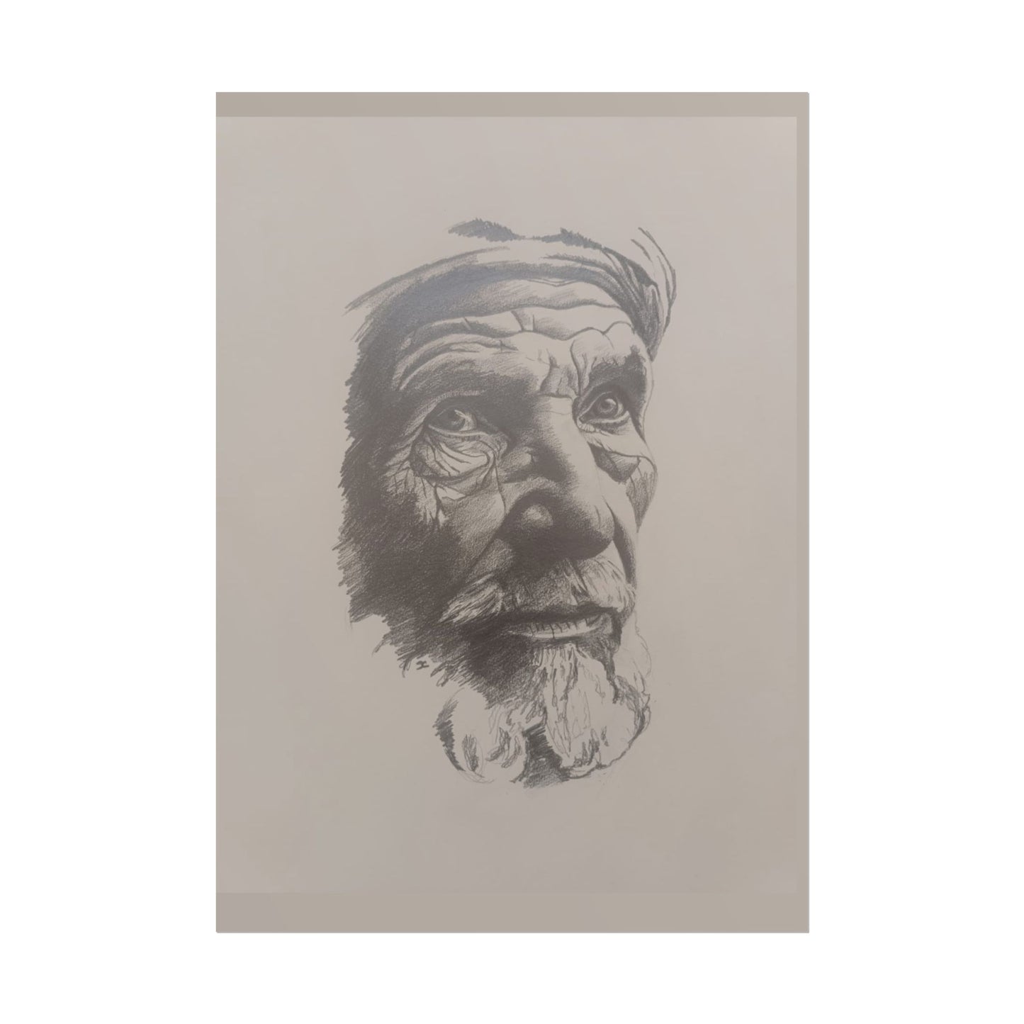 Rolled Poster – Realistic Portrait Pencil Sketch of The Pensive Berber | Dramatic Monochrome Wall Art