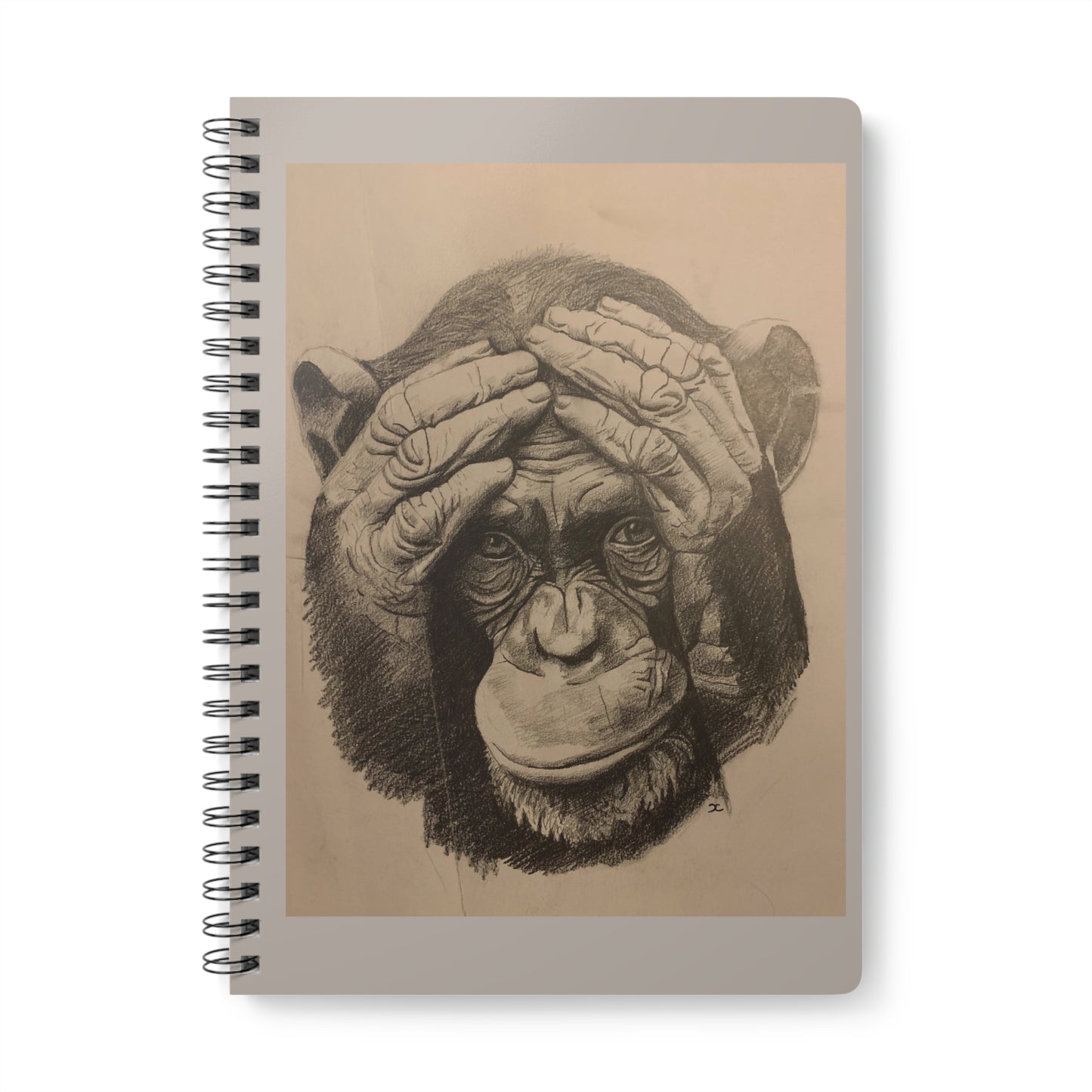 Chimpanzee Sketch A5 Wirobound Notebook — Lined Softcover Journal for Artists & Animal Lovers