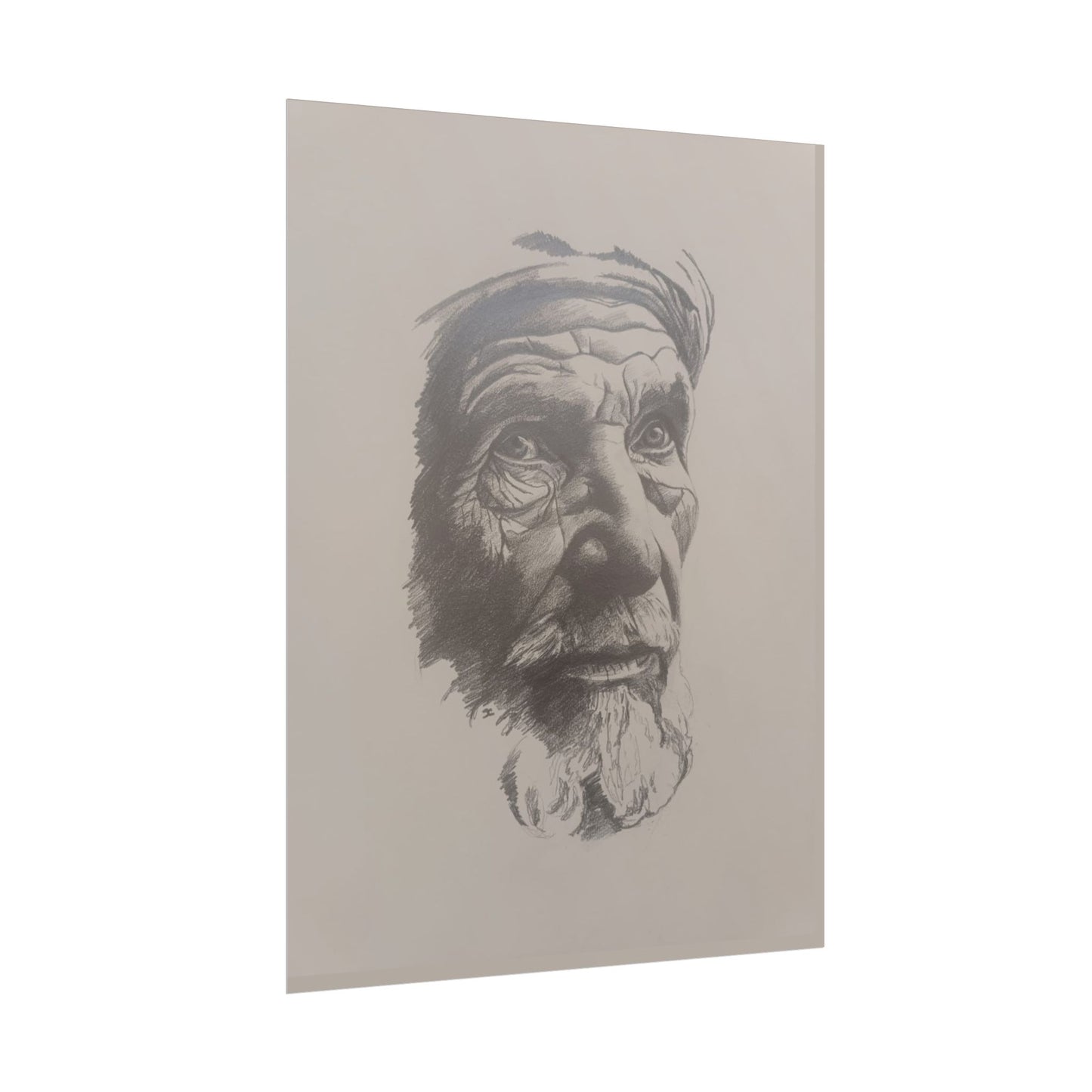 Rolled Poster – Realistic Portrait Pencil Sketch of The Pensive Berber | Dramatic Monochrome Wall Art
